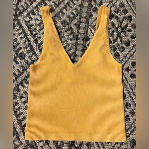 Mustard Yellow Nikibiki Ribbed V-Neck Tank